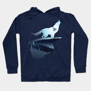 Wolf Howling in the Night Dark Forest Hoodie